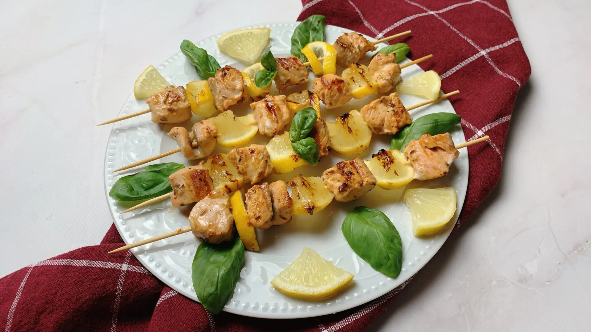 Grilled Salmon Lemon Skewers - MealMaps