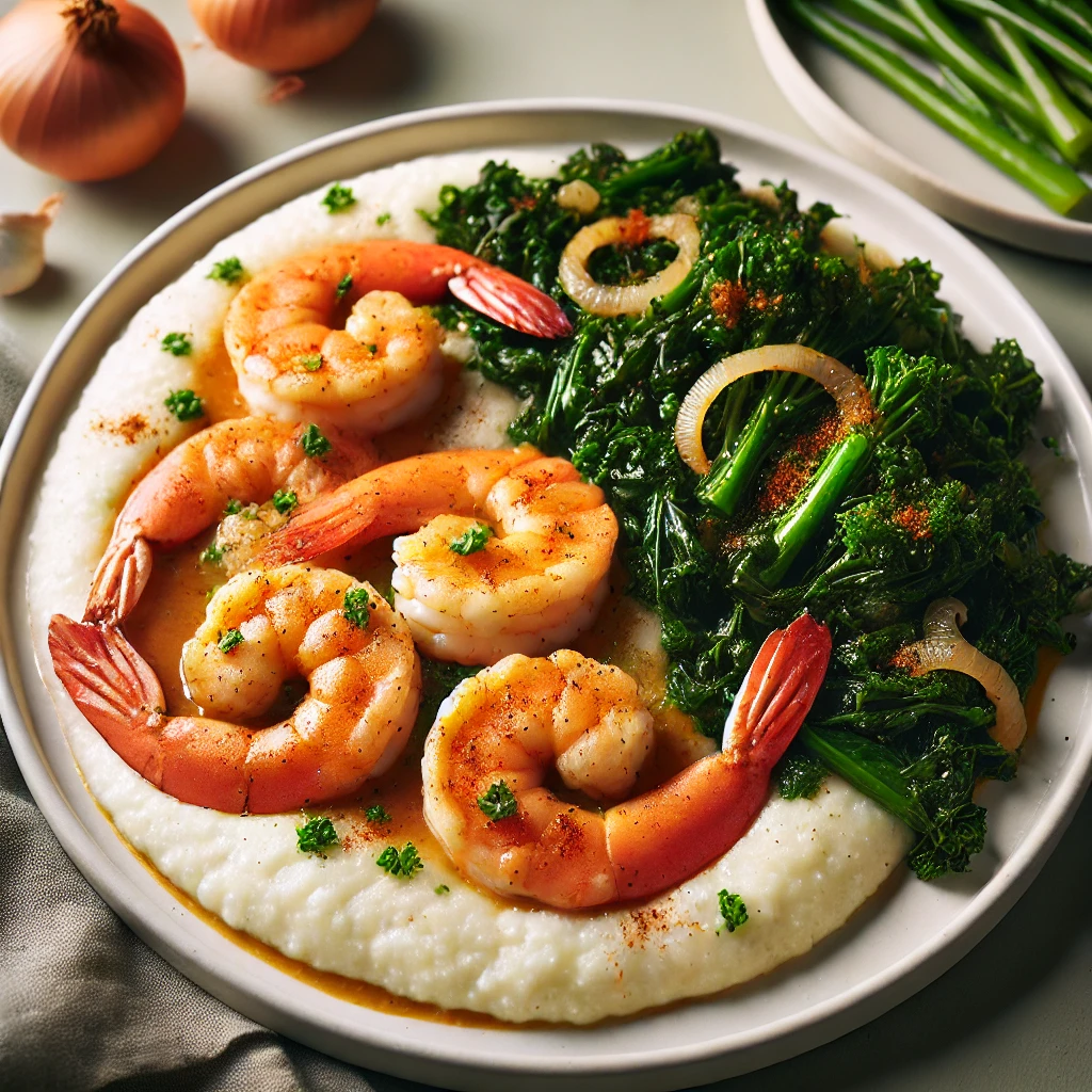 Southern Shrimp and Grits with Sautéed Greens - MealMaps